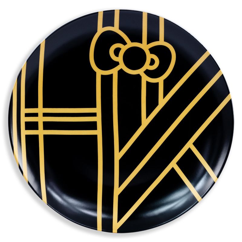 Seven20 Hello Kitty Panache Black & Gold 4 Piece Dinner Plate Set