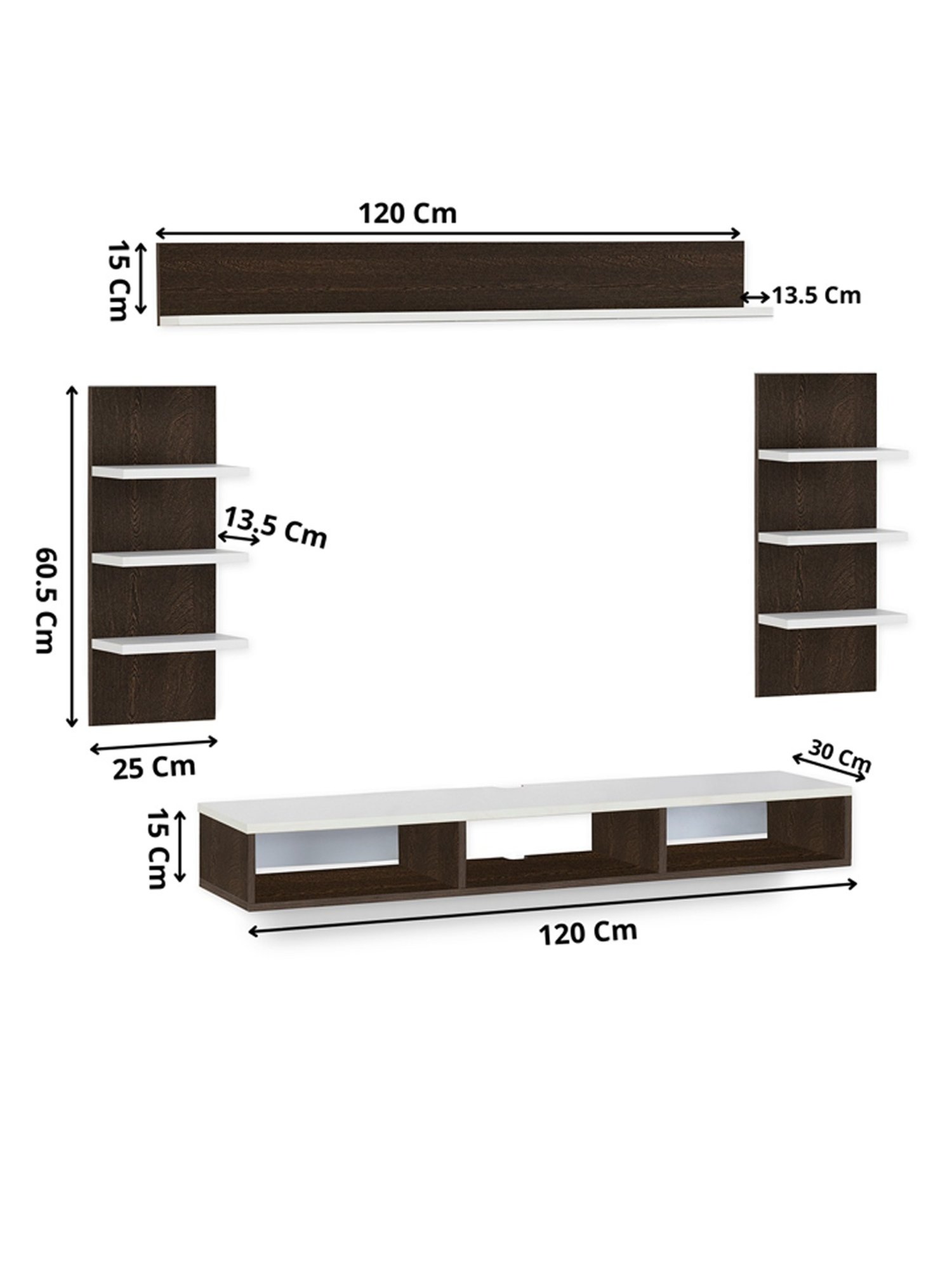 Delite Kom Flex Flowery Wenge & Acacia Dark Engineered Wood TV Entertainment Unit