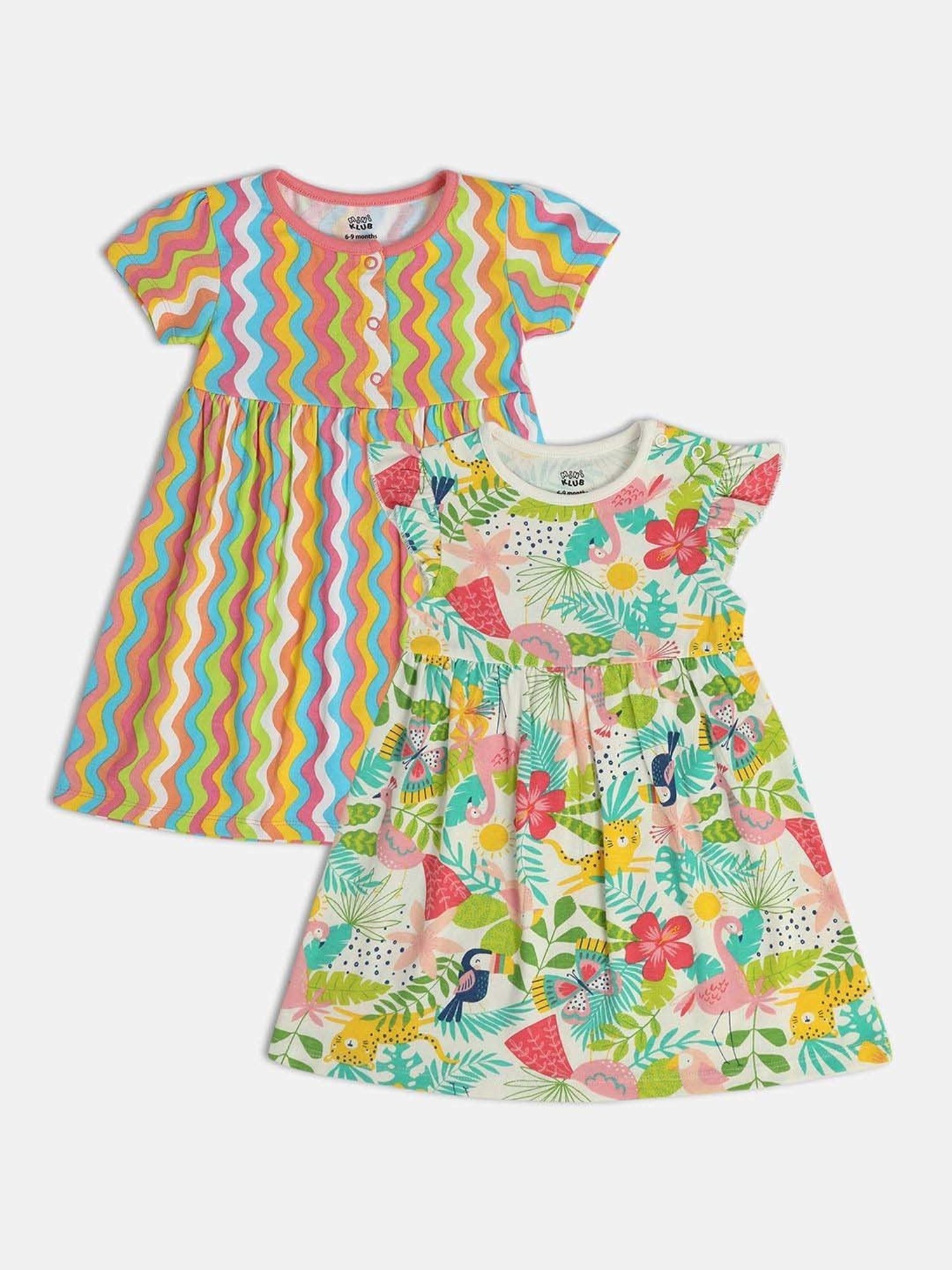 MINIKLUB Kids Multicolor Printed Dress (Pack of 2)