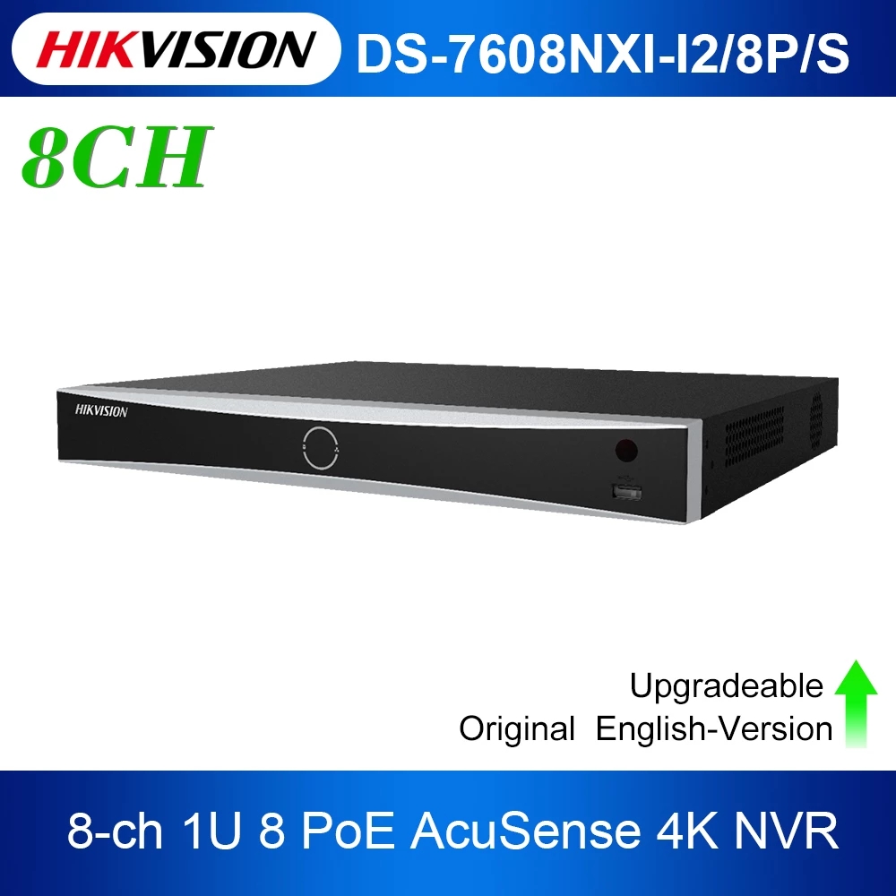 Hikvision NVR DS-7608NXI-I2/8P/S 8-ch Acusense 4K/8MP 1U 8 POE Surveillance Network Video Recorder 4-ch Facial Recognition