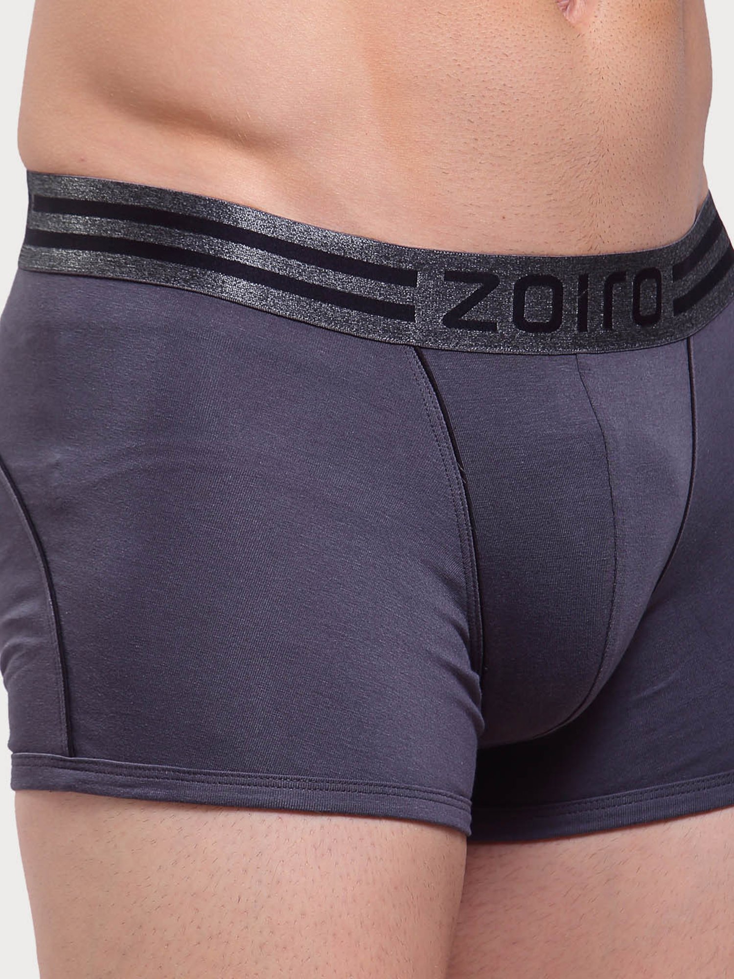 Zoiro Charcoal & Black Regular Fit Trunks - Pack Of 2