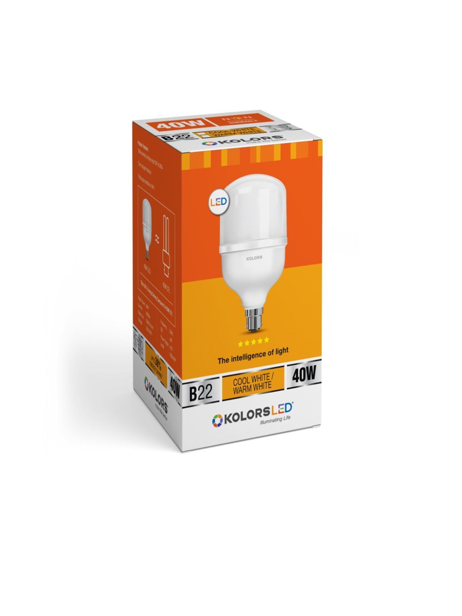 KOLORS Keeto Bulb B22 6500K 40W Pack of 3 - Cool White