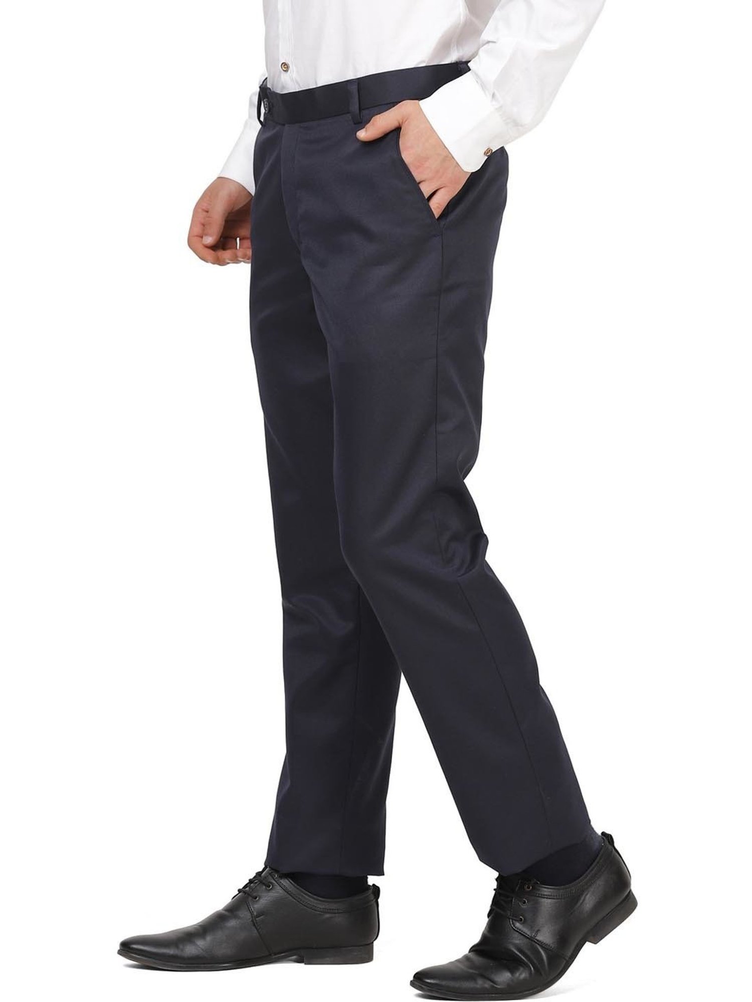 TAHVO Navy Blue  Slim Fit Trousers