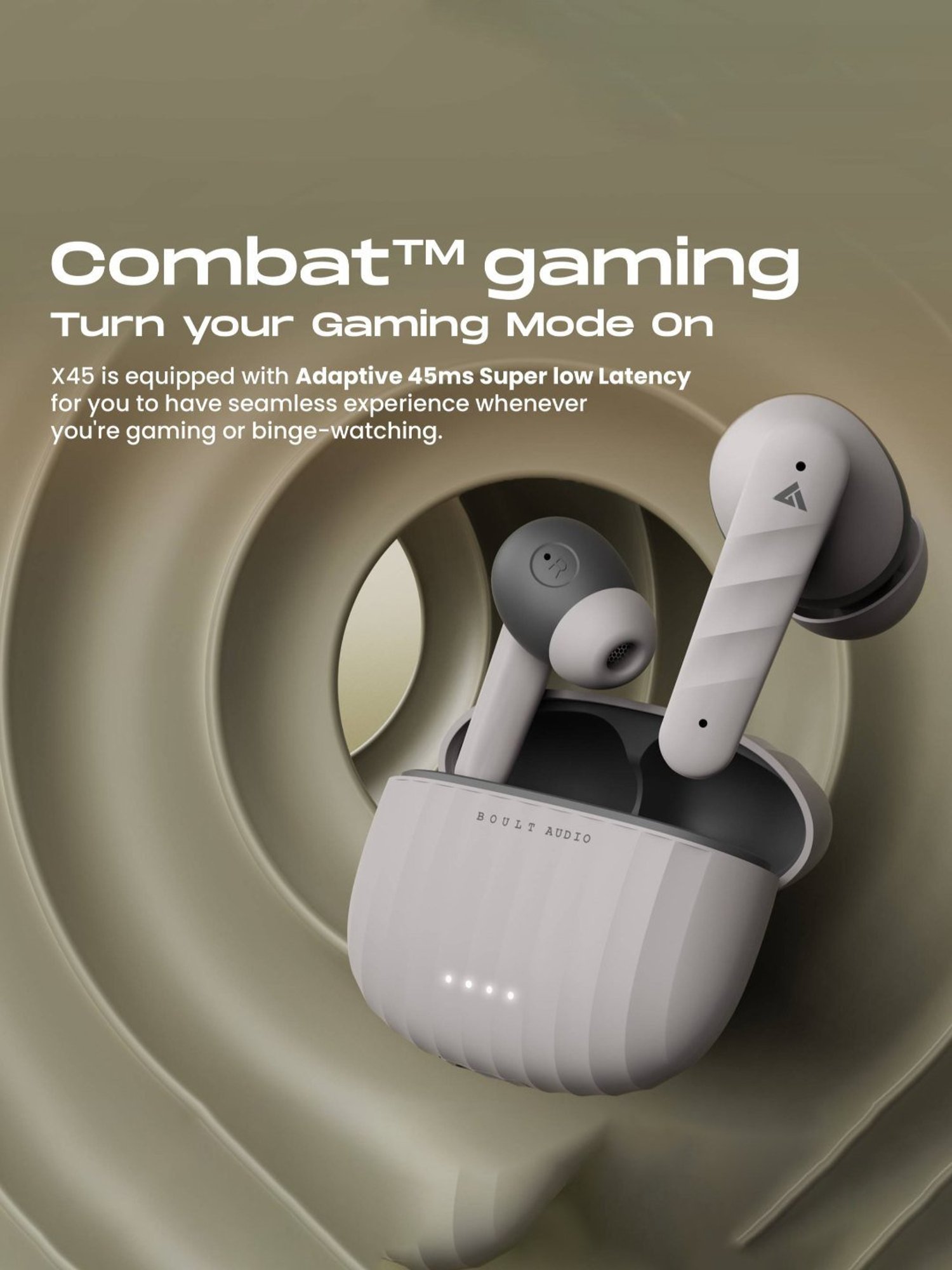 Boult Audio Airbass X45 with Quad Mic ENC, 40H Playtime, True Wireless Bluetooth Earbuds (Grey)