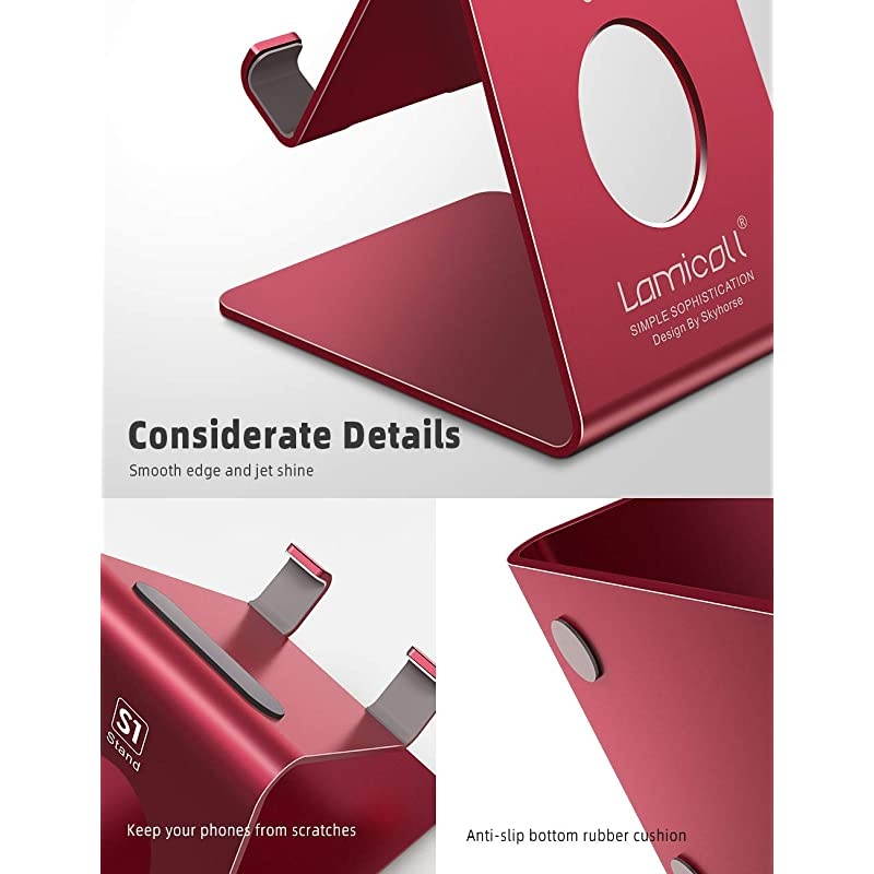 Cell Phone Stand Phone Dock Cradle Holder Stand Compatible with Switch All Android Smartphone Phone 6 6s 7 8 X Plus 5 5s 5c XS Max XR 11 Pro Charging Accessories Desk Red