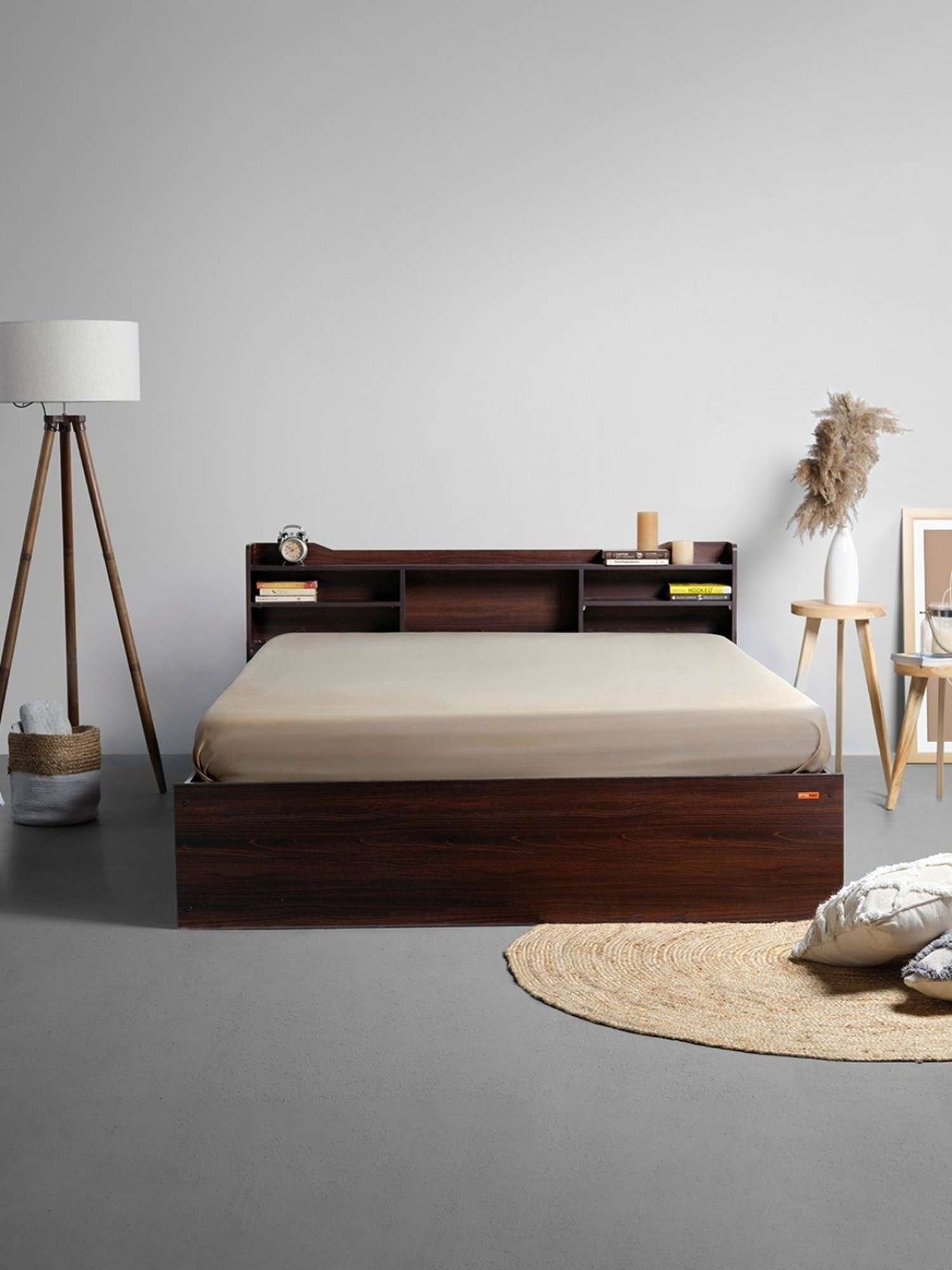 Sleepyhead ES Dark Brown Engineered Wood Queen Size Bed with Box Storage