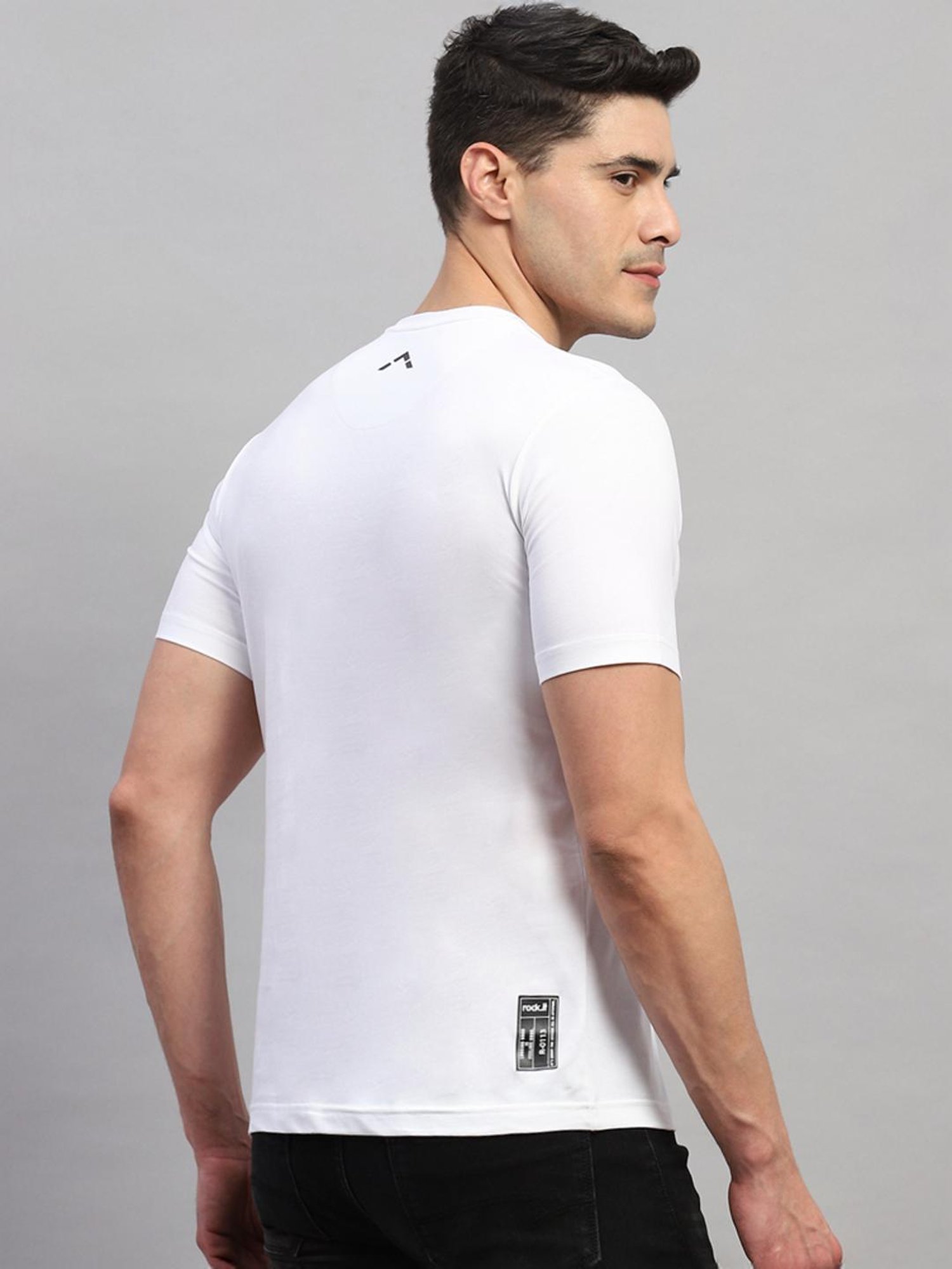 Rock.it White Cotton Regular Fit Printed T-Shirt