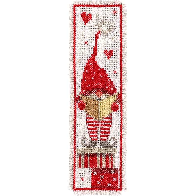 Vervaco Bookmark Counted Cross Stitch Kit 2.5"X8" 2/Pkg-Christmas Gnomes (14 Count)