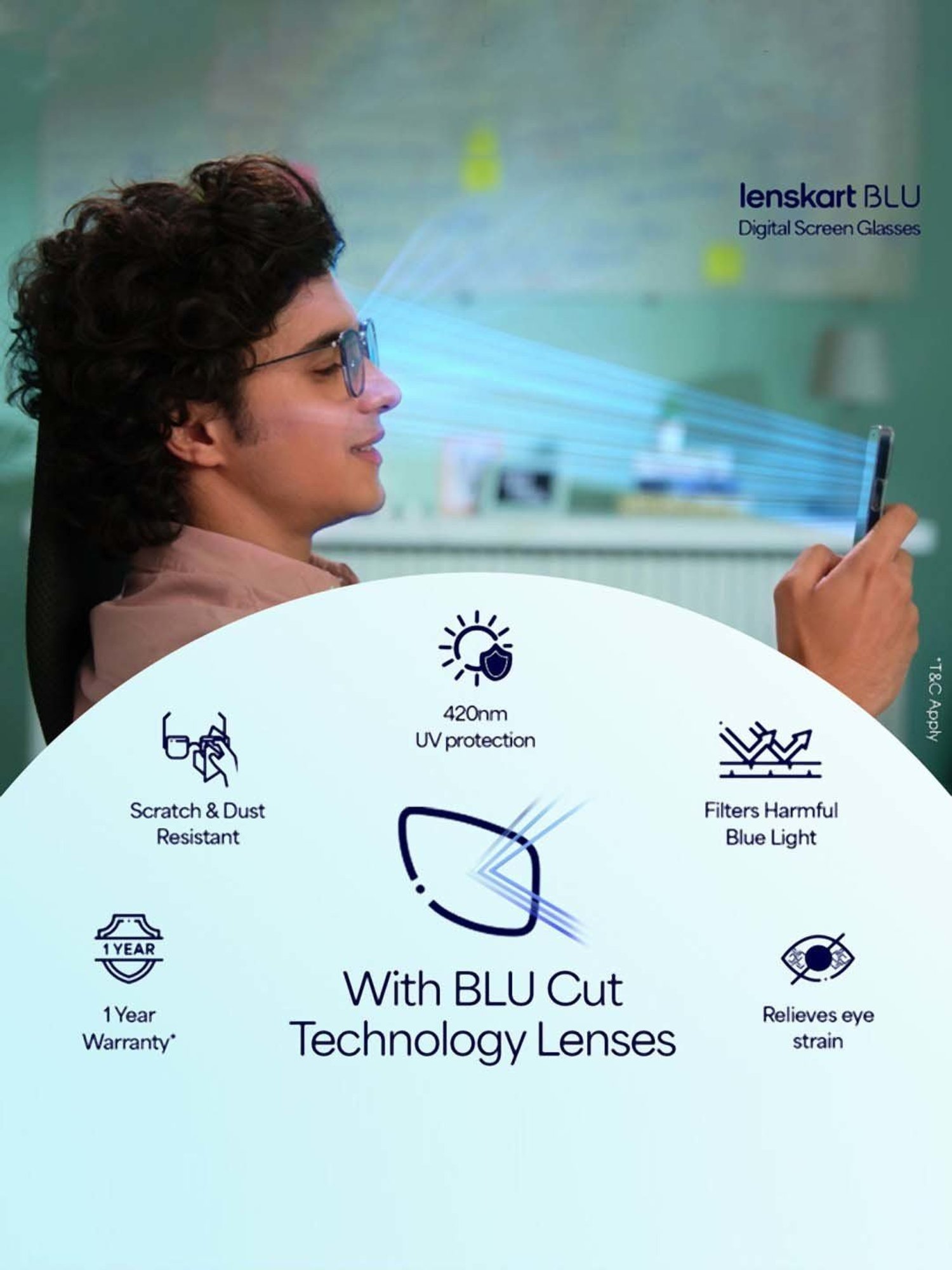 Lenskart Blu Transparent Oval Blue Light Protection Unisex Reading Glasses