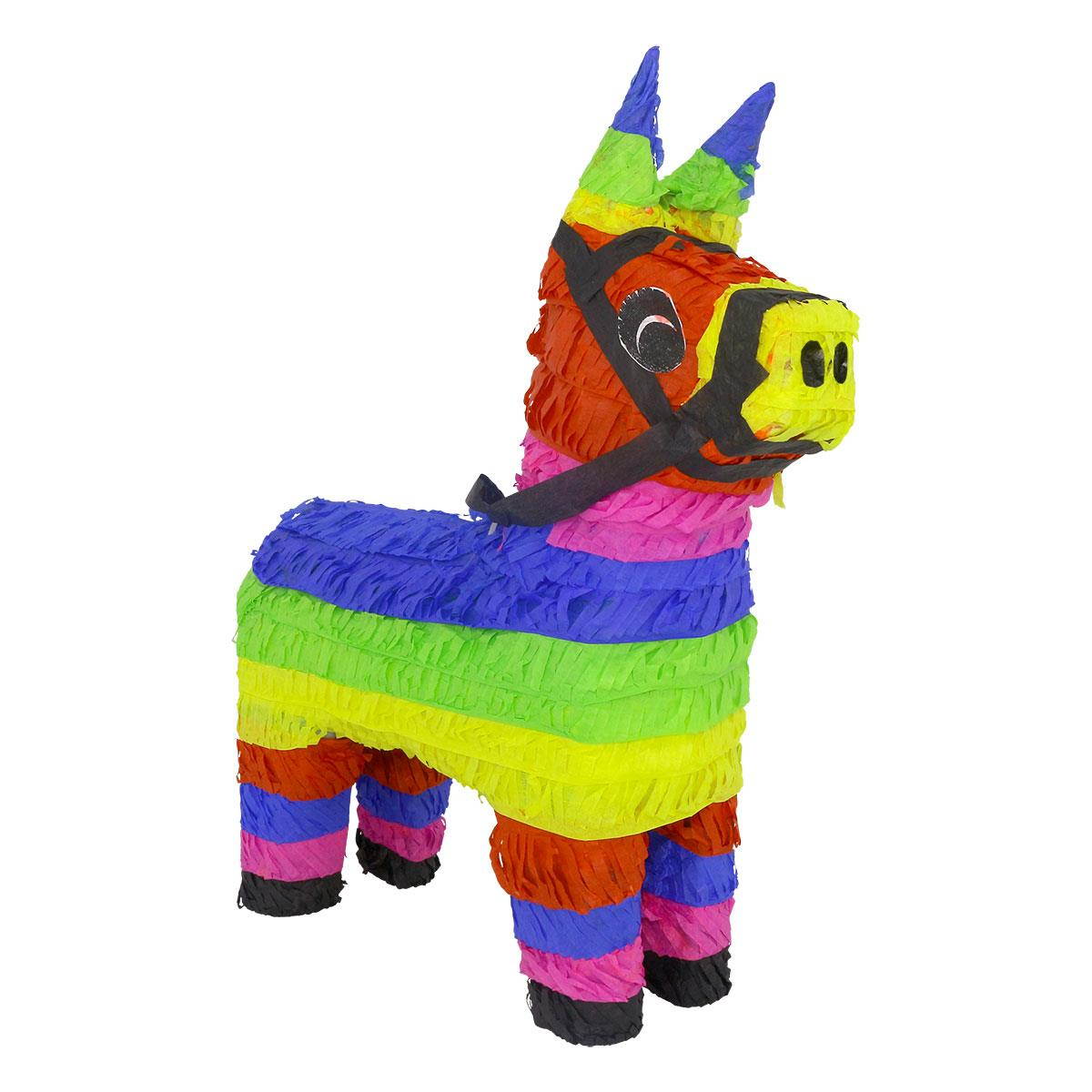 Lutema Original Mexican Donkey Pinata Handmade Festive Multicolor Burro Pi&ntilde;ata Perfect for Center Piece, Games or 5 de Mayo Decor