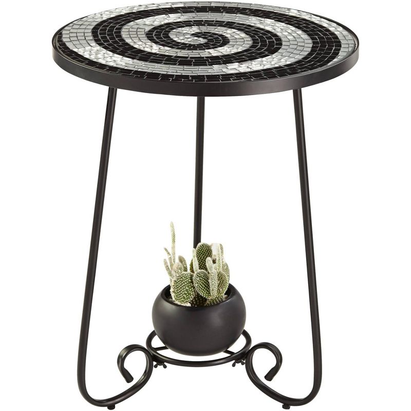 Teal Island Designs Spiral Mosaic Black Iron Outdoor Accent Table