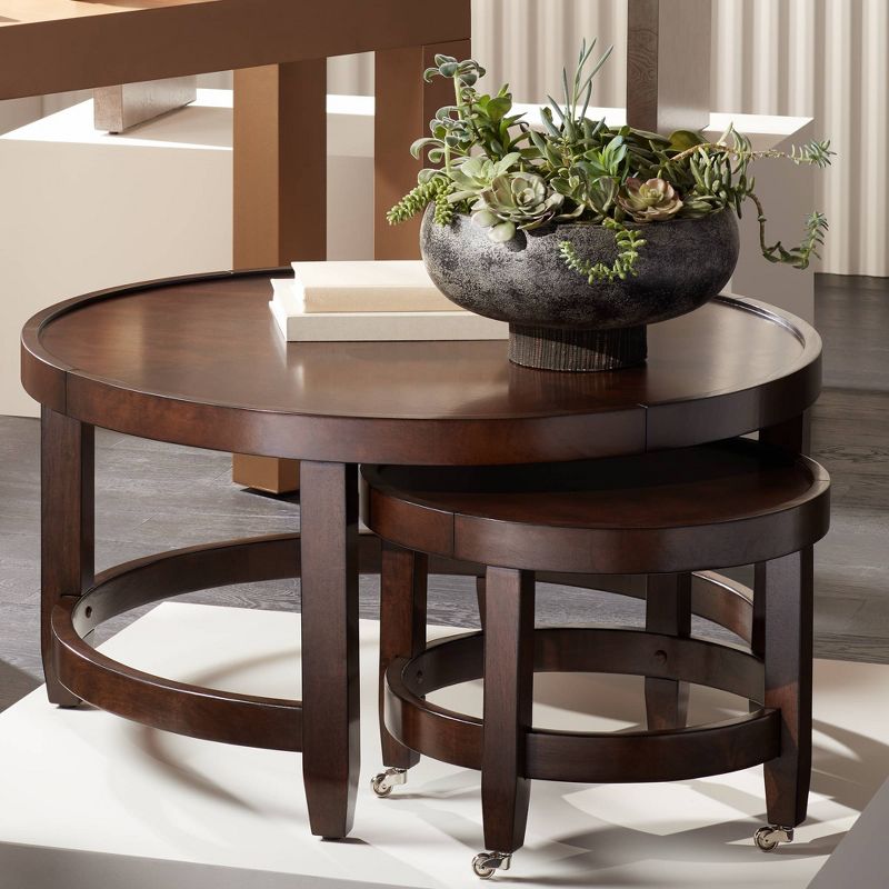 55 Downing Street Emerson Brown Wood Nesting Table Set