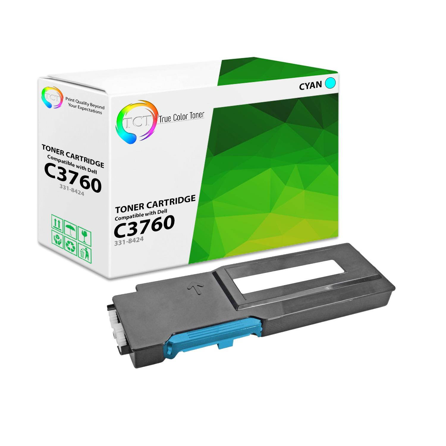 TCT Premium Compatible Toner Cartridge Replacement for Dell 331-8424 331-8428 331-8432 Cyan works with Dell C3760 C3760DN C3760N Printers (9,000 Pages)