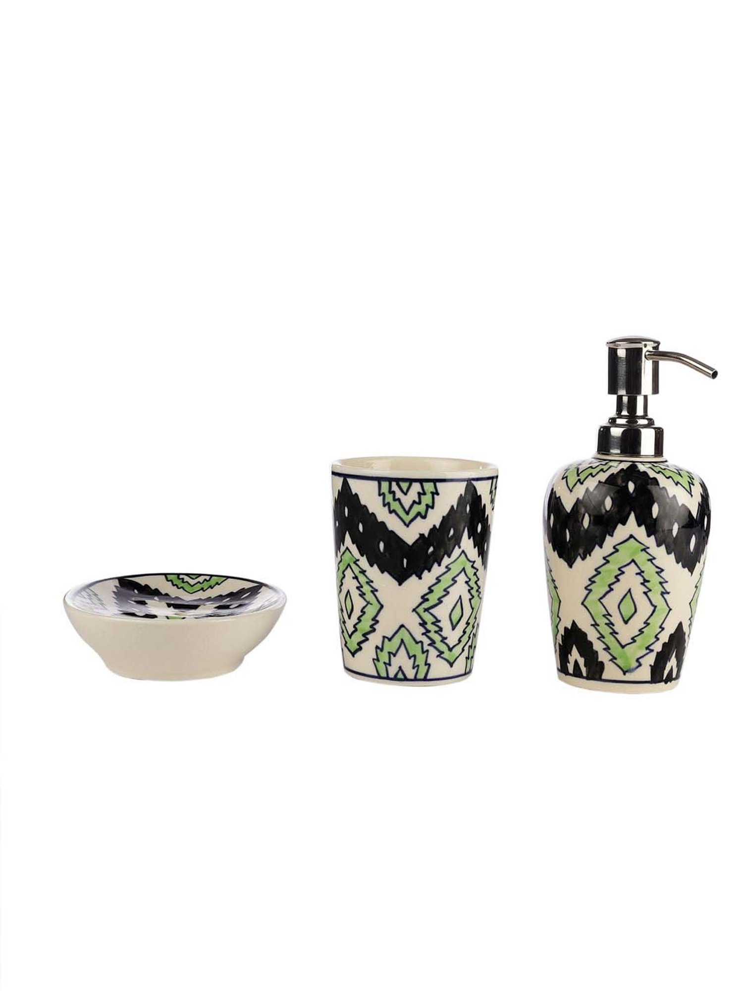 VarEesha Aztec Multicolor Ceramic Bath Accessories - Set of 2