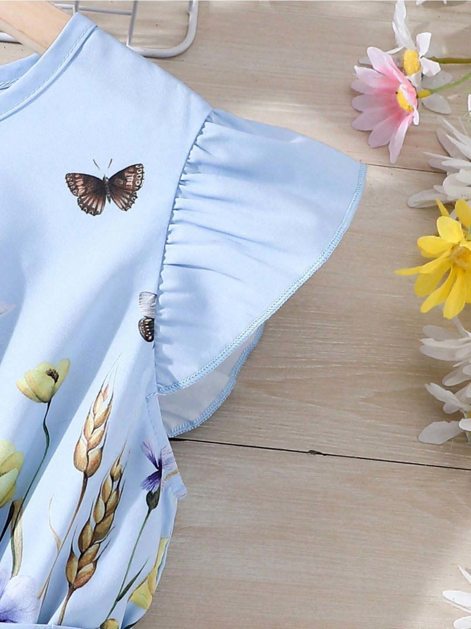 Bolly Lounge Girls Aqua Blue Floral Dress