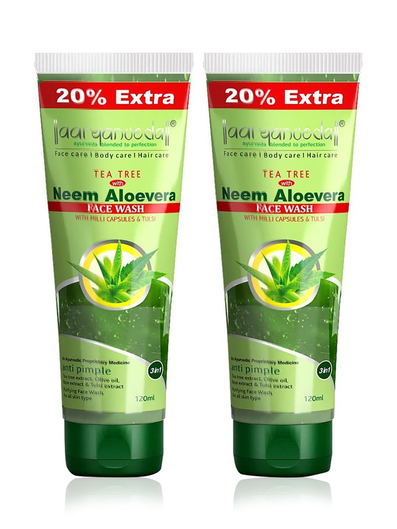 Aryanveda Tea Tree Face Wash With Neem & Aloe vera Extracts (Pack of 2)