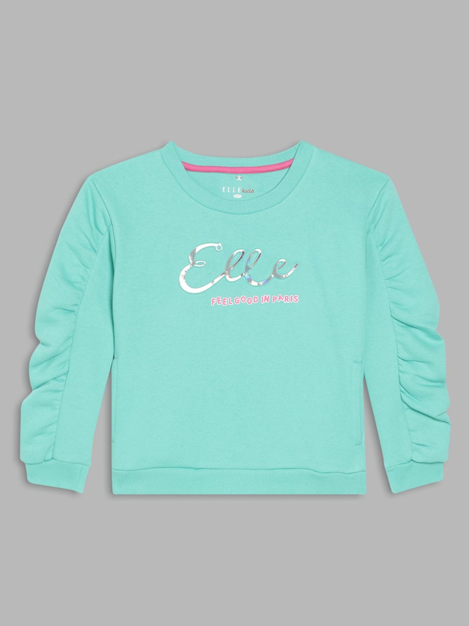 Elle Kids Turquoise Printed Full Sleeves Sweatshirt