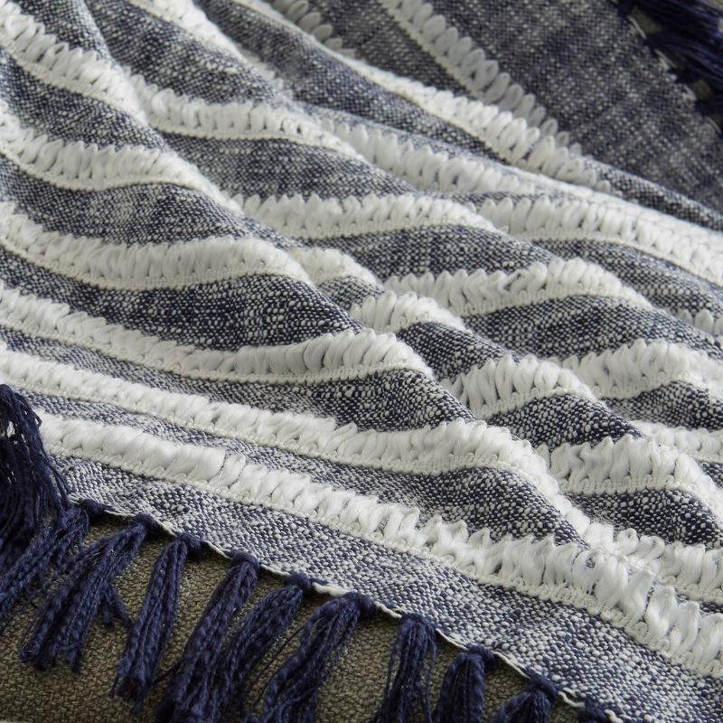 50"x60" Throw Blanket Navy/Natural - Patina Vie