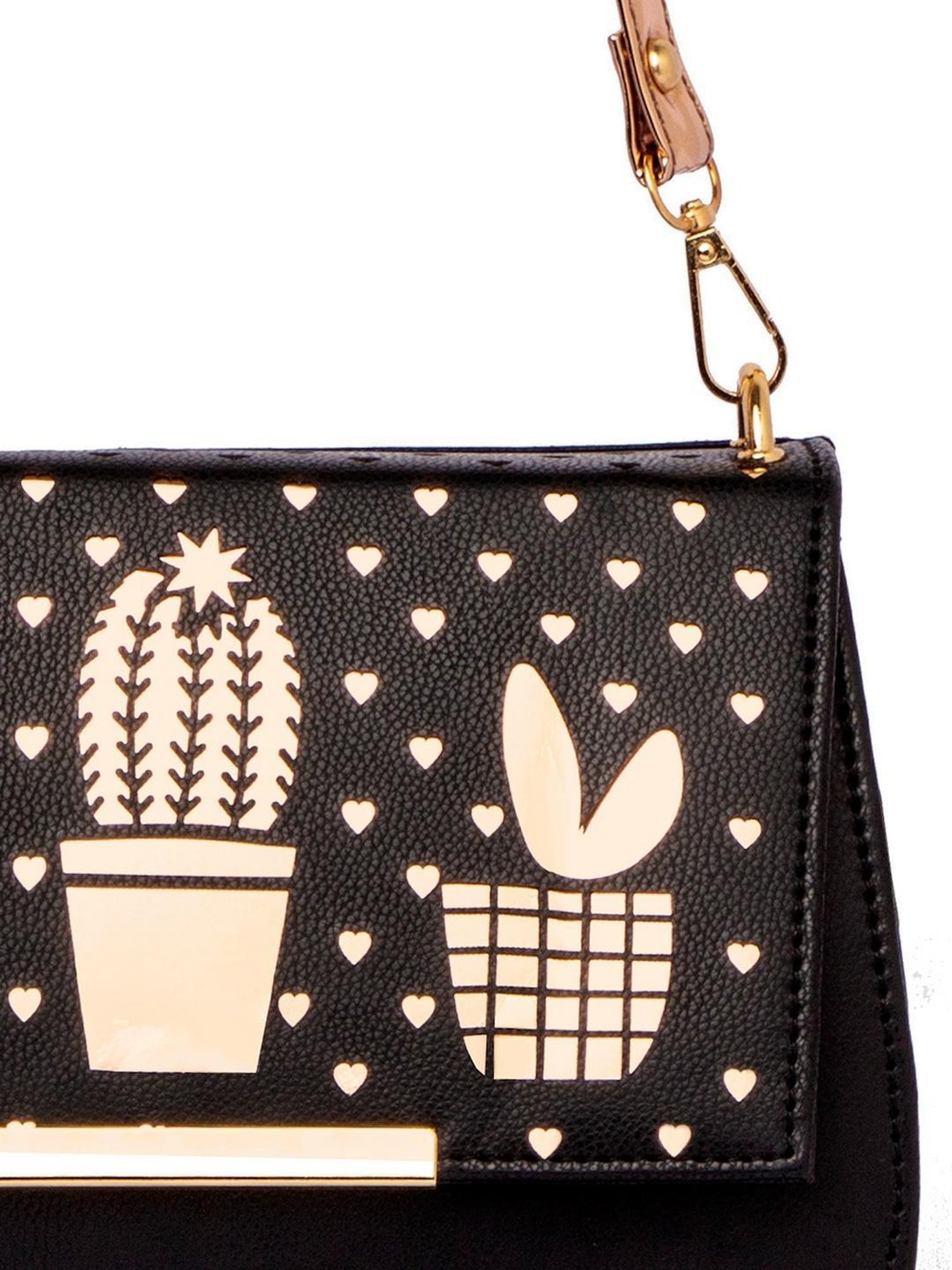 Modern Myth Black Cut Work Medium Handbag