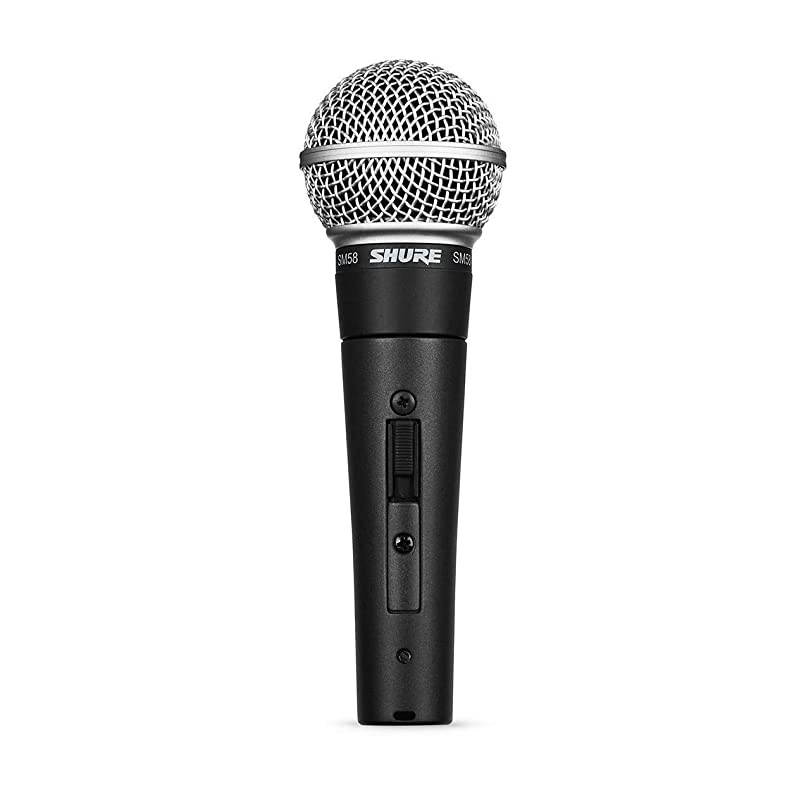 SM58 Cardioid Dynamic Vocal Microphone with On/Off Switch, Pneumatic Shock Mount, Spherical Mesh Grille with Built-in Pop Filter, A25D Mic Clip, Storage Bag, 3-pin XLR Connector (SM58S)