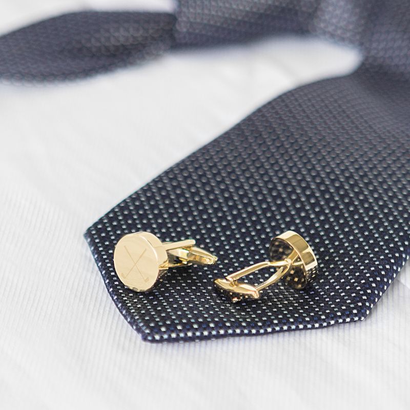 Golf Round Cuff Links Gold