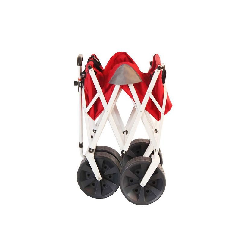 Mac Sports Heavy Duty Collapsible Folding All Terrain Beach Wagon, Red and Grey