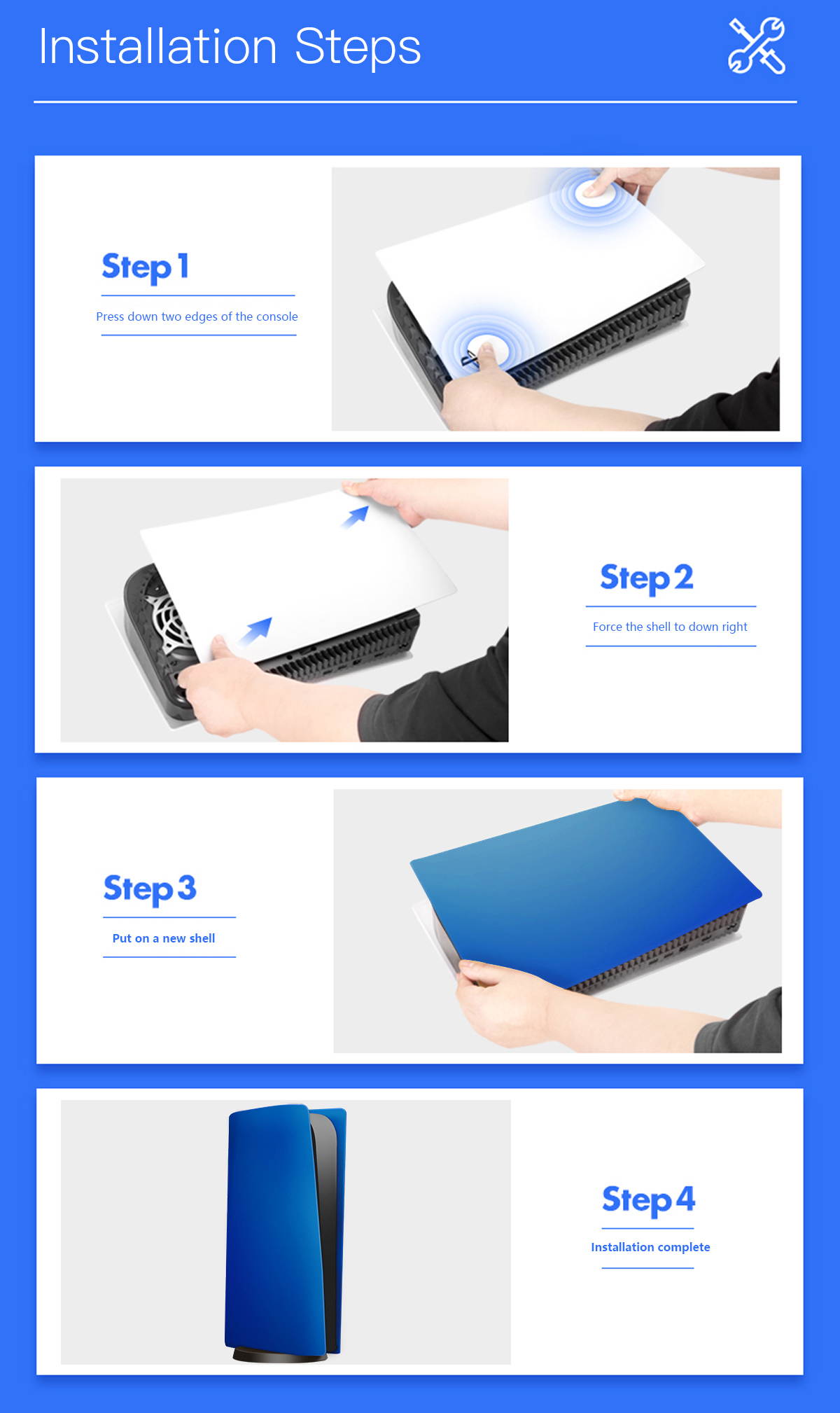 PS5 Console Cover Shell,  PS5 Skin Faceplate Replacement Plates, ABS Anti-Scratch Dustproof Protective Skins Gaming Accessories for Sony Playstation 5 Game Console Digital Edition &ndash;Blue