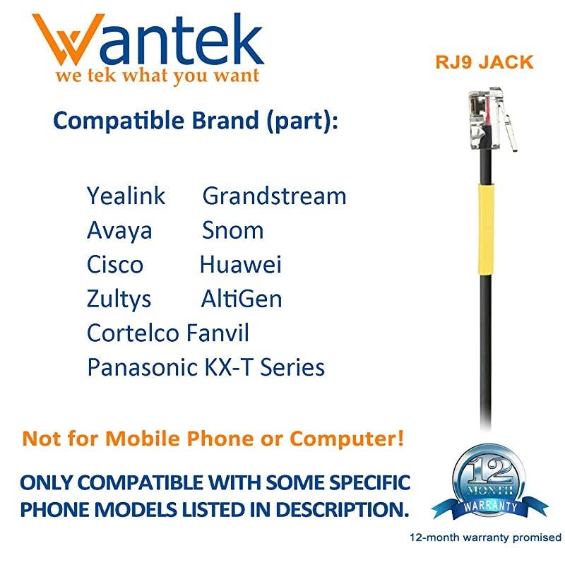 Corded Telephone Headset Monaural with Noise Canceling Mic Work for Yealink T19P T20P T21P T22P T26P T28P Avaya 1608 9640 Cisco 7905 Grandstream Snom AltiGen Panasonic KXT IP PhonesF600Y1