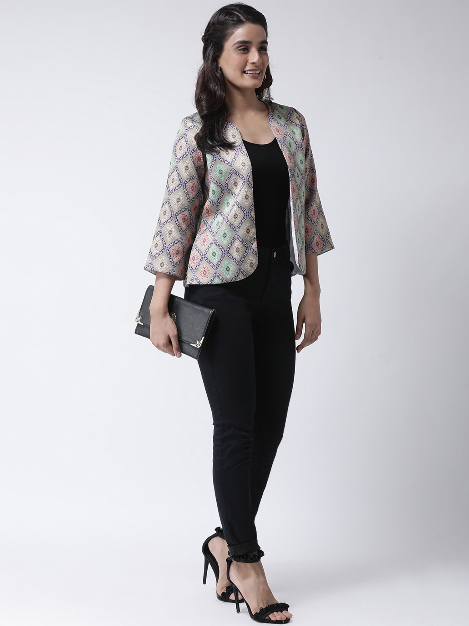 Hangup Grey Printed Shrug