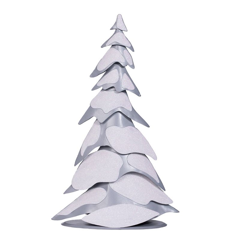 12in Snowy Alpine Metal Tabletop Christmas Tree Decorative Holiday Scene Props - Haute Décor