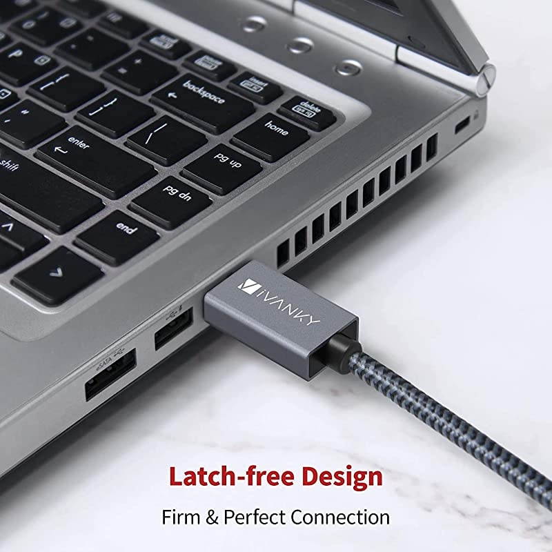 DisplayPort to DisplayPort Cable 15ft  4K DisplayPort 12 Cable 4K60Hz 2K165Hz 2K144Hz Nylon Braided High Speed DP Cable Compatible with PC Laptop TV Grey