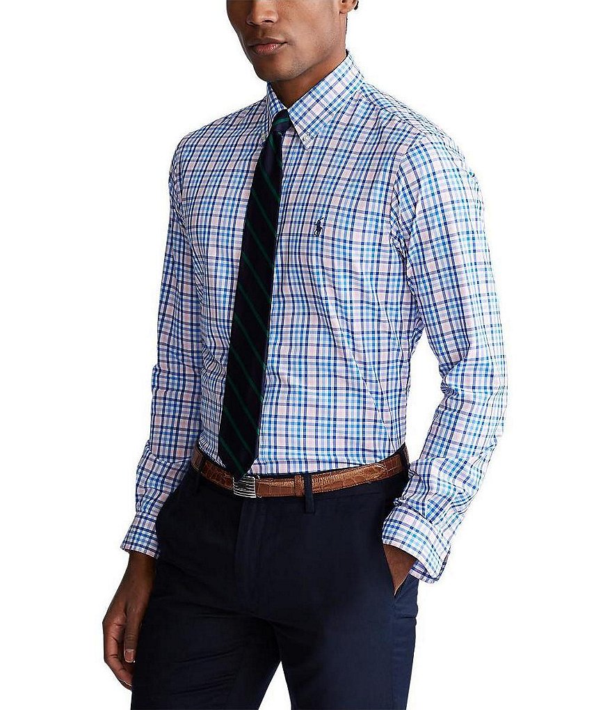 Polo Ralph Lauren Big & Tall Plaid Twill Performance Stretch Long-Sleeve Woven Shirt