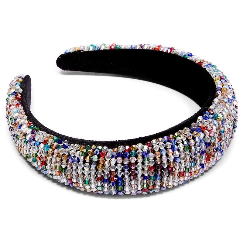 Glamlily Wide Women's Headbands, Beaded Rhinestone Hair Accessories, 6 x 6.5 x 1.5 in