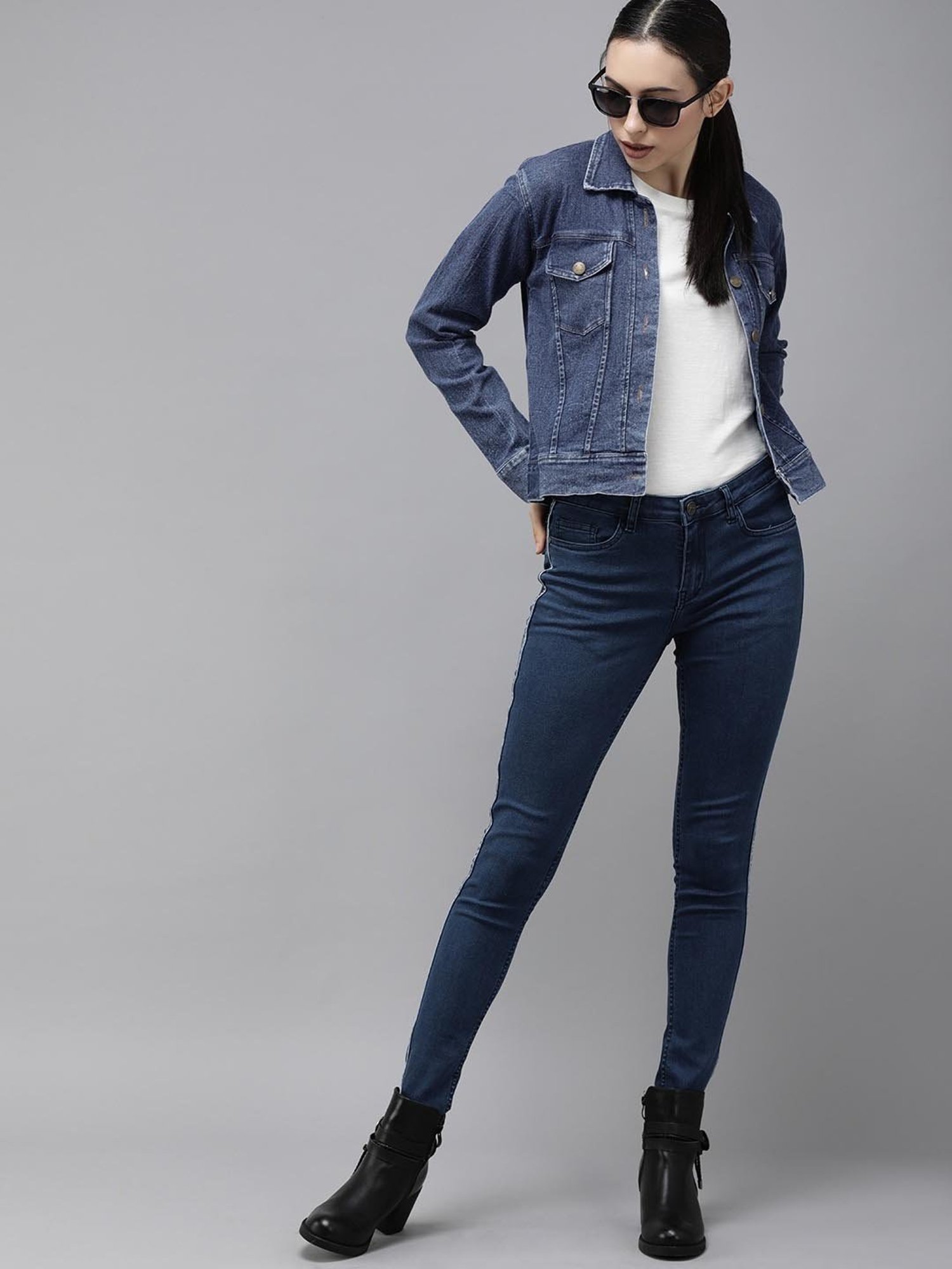 VOXATI Blue Regular Fit Denim Jacket