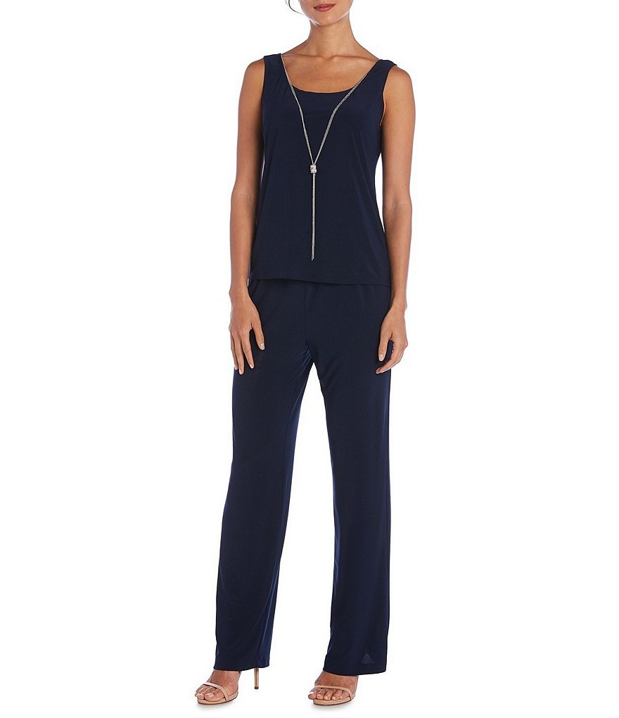 R & M Richards Swirl Sequin Jacket 2-Piece Pant Set