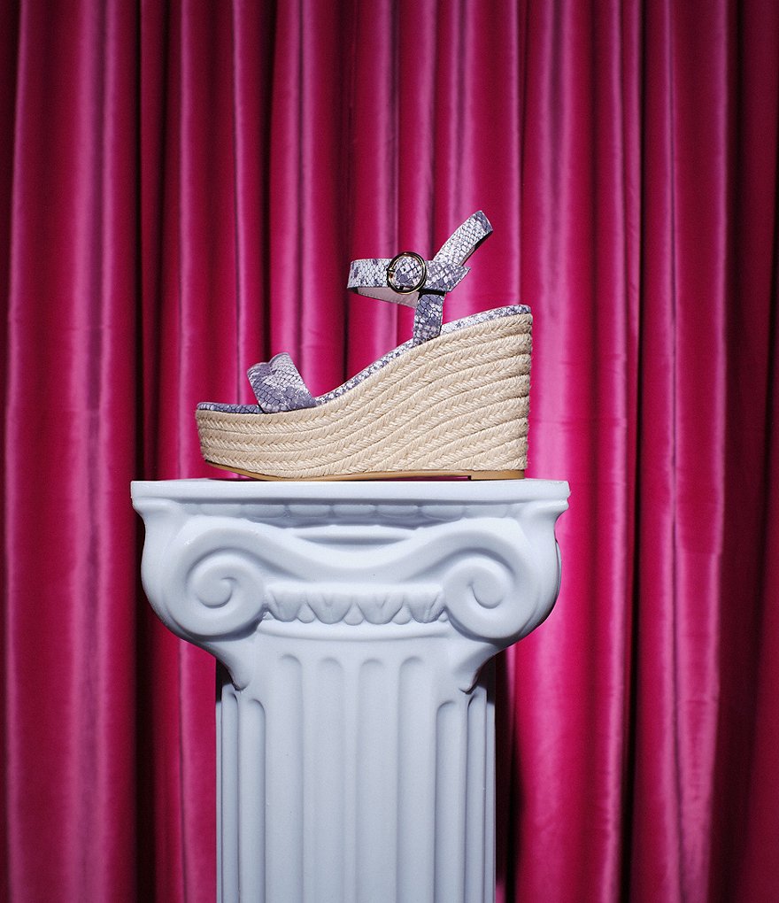 Deltan Everly Snake Print Leather Espadrille Wedges