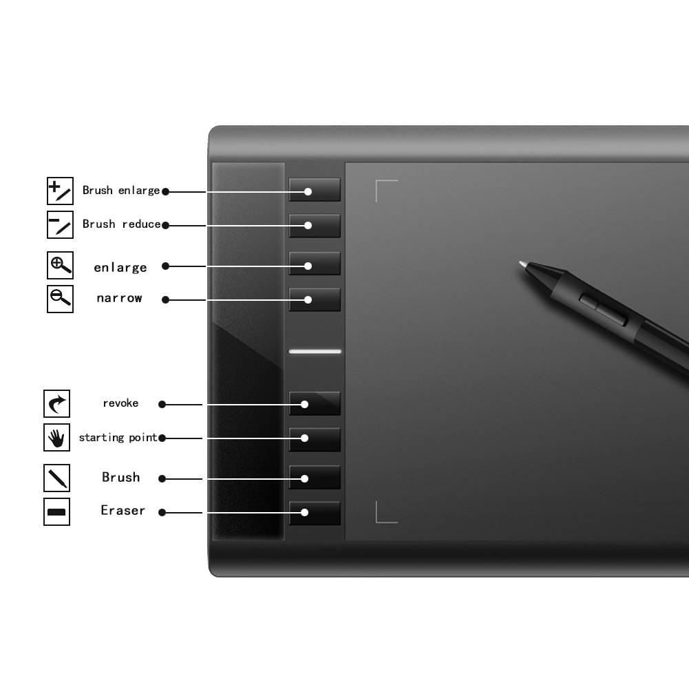 Ugee M708 Graphics Tablet with Digital Drawing Pen 10 x 6 Inch Working Area (Black)