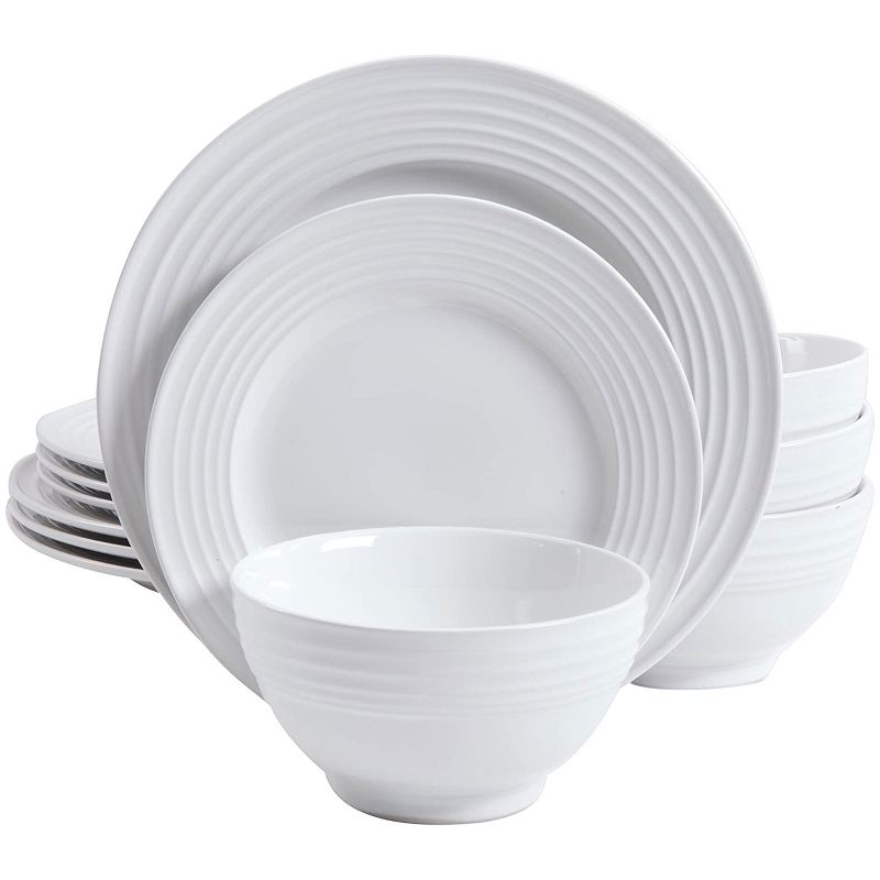 Vremi 16 Piece Multicolor Porcelain Dinnerware Set with 4 Dinner Plates, 4 Dessert Plates, 4 Salad/Soup Bowls, & 4 Coffee/Tea Mugs