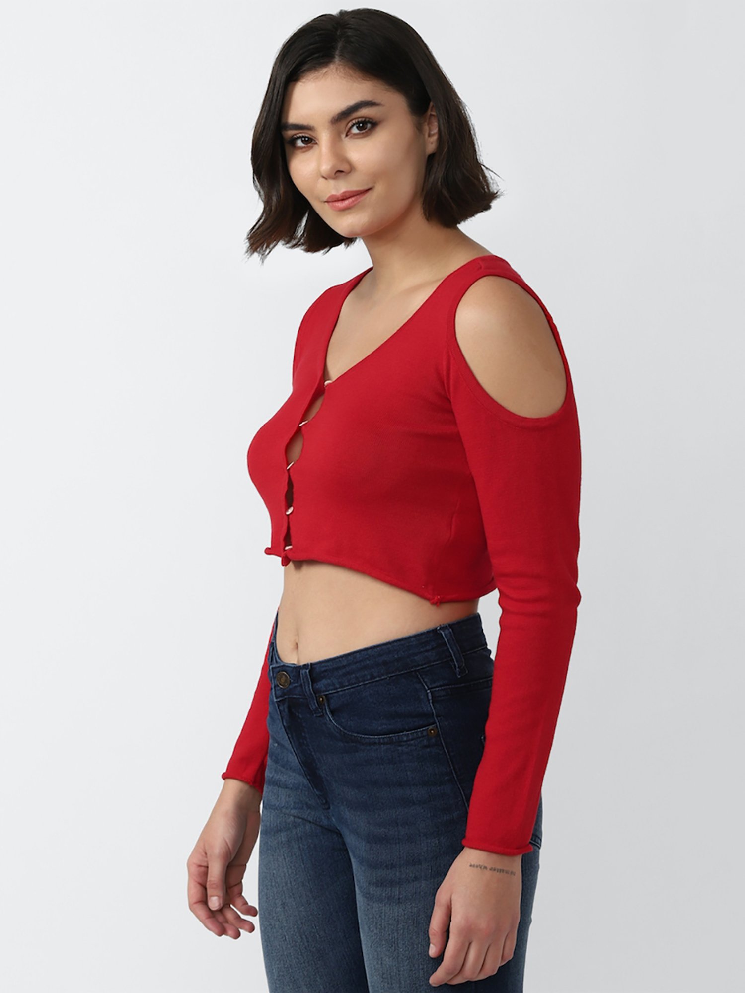 Forever 21 Red Cotton Crop Top