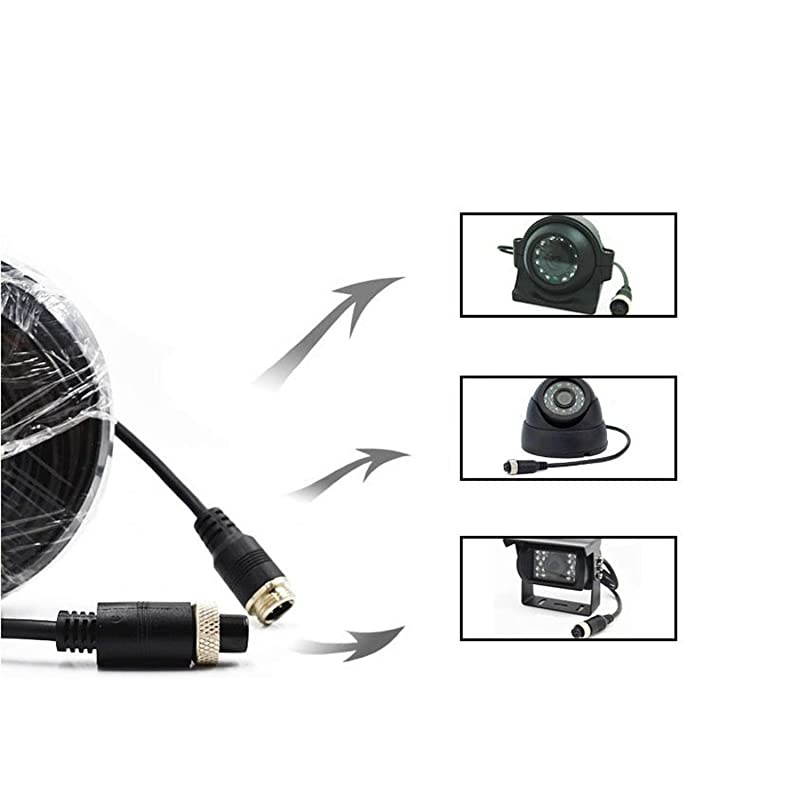 16FT 5M Car Video Extension Cable 4Pin Aviation Waterproof Shockproof for CCTV Rearview Camera Truck Trailer Camper Bus Motorhome Vehicle Backup Monitor System