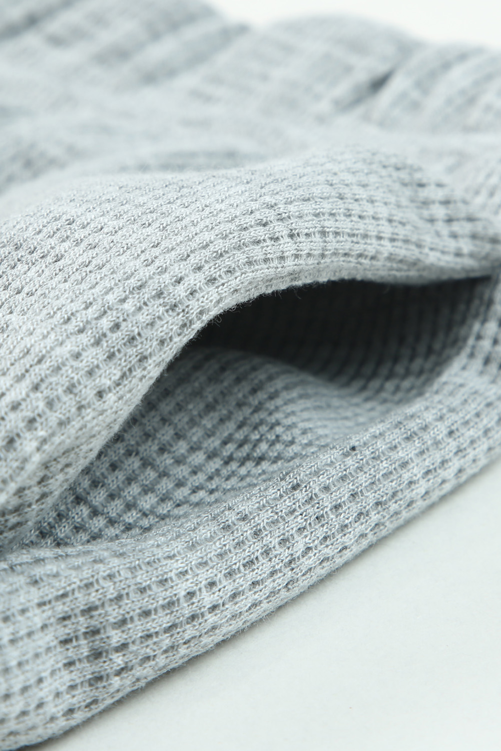 Gray Ribbed Zipper Sweatshirt & High Waist Shorts Set