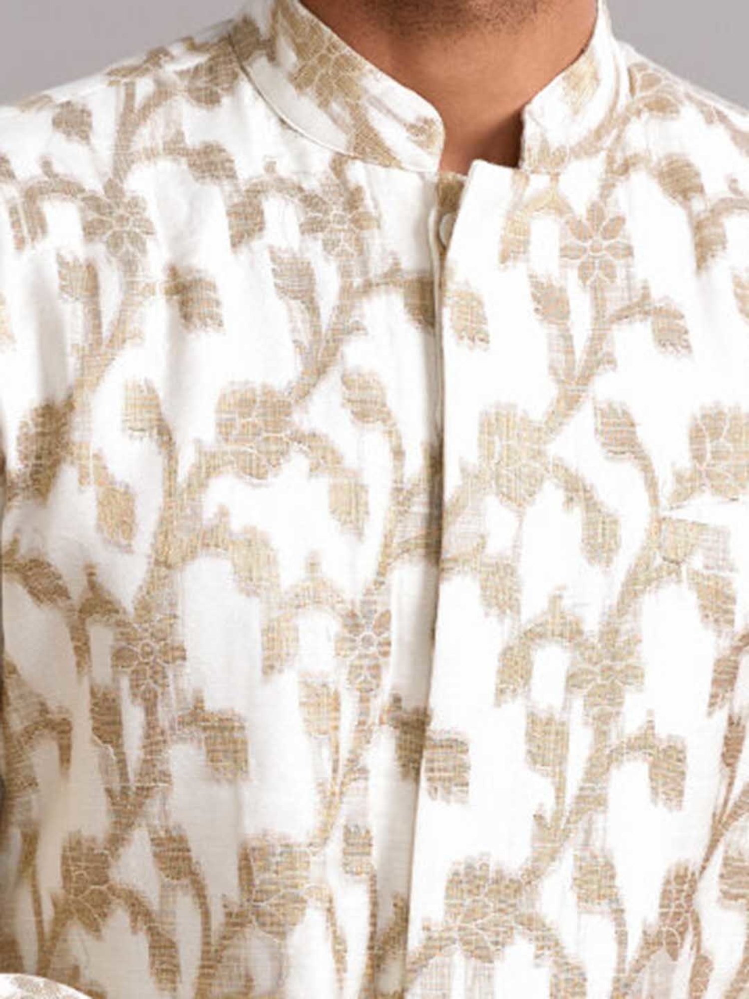 Abhishti Cream Straight Fit Banarasi Printed Kurta & Salwar Set