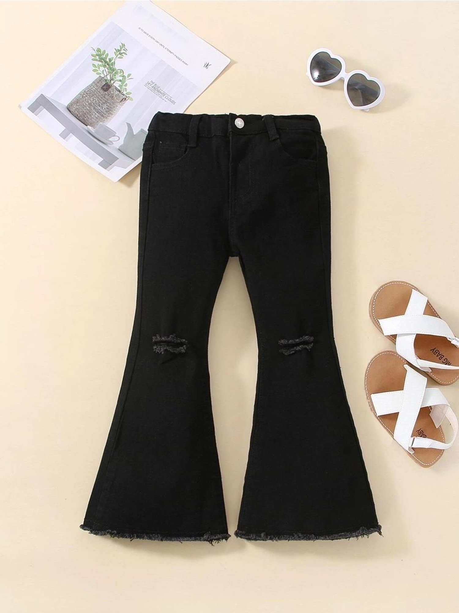 Kotty Girls Black Distressed Jeans