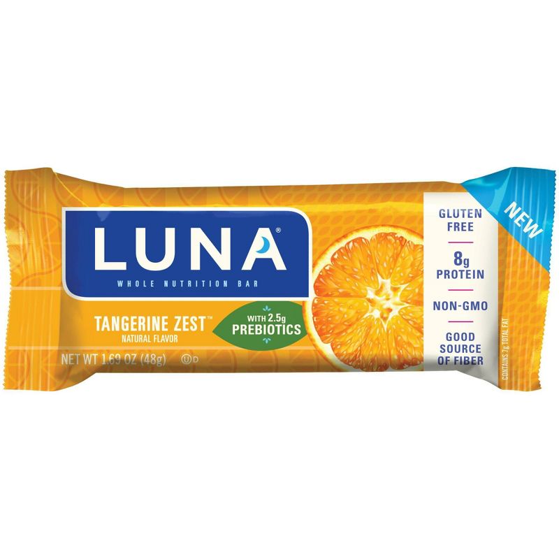 LUNA Bar with Prebiotics - Tangerine Zest - Gluten Free Snack Bars - 10.14oz/6pk