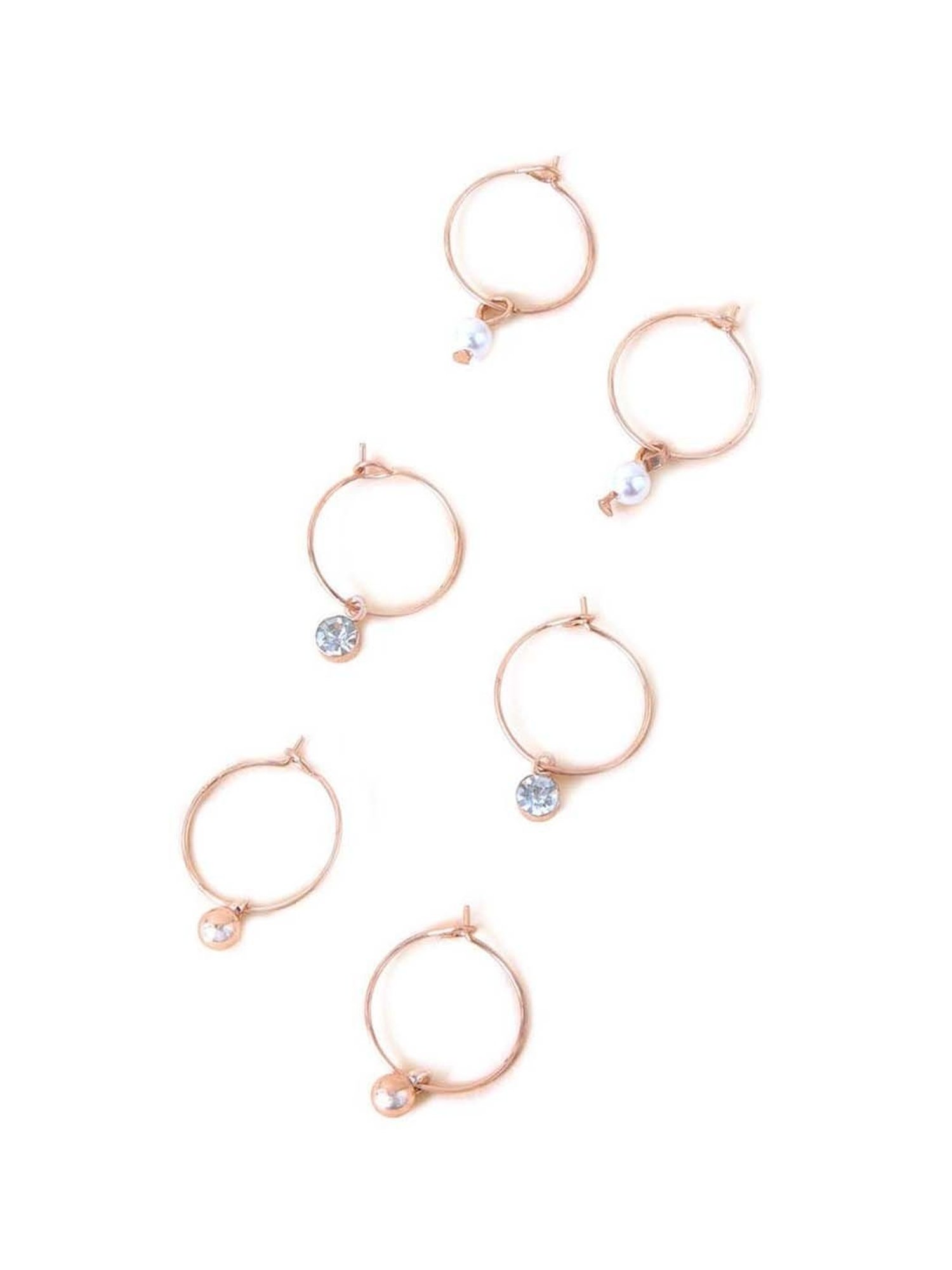 Accessorize London Women's Rose Gold  Simple Hoop Earrings- Set of 3