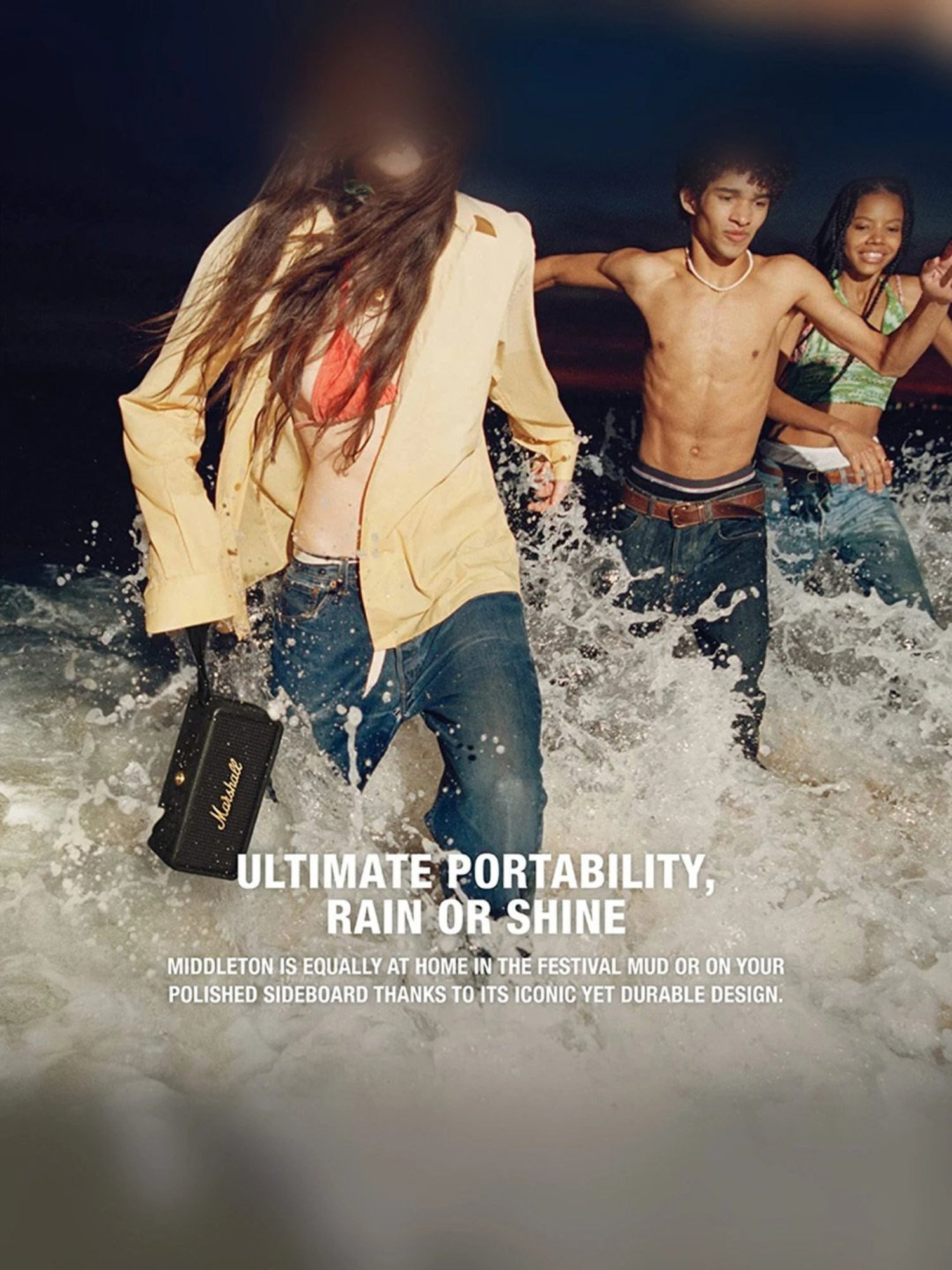 Marshall Middleton Portable Bluetooth Speaker with Upto Hours Of Portable Playtime (Black & Brass)