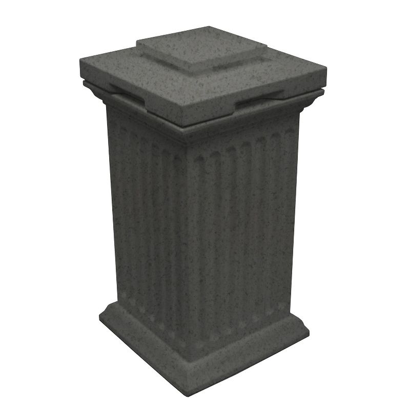 Good Ideas Savannah Outdoor Column 30 Gallon Polyethylene Storage and Waste Bin, Dark Granite