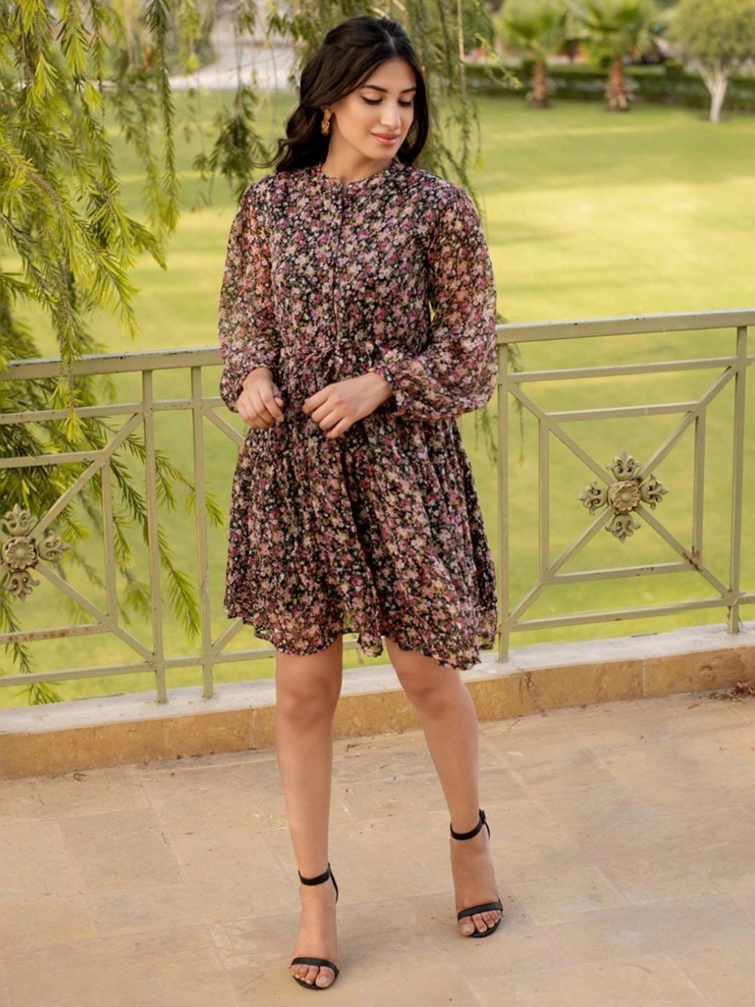 BInfinite Multi-Color Floral Tiered Dress