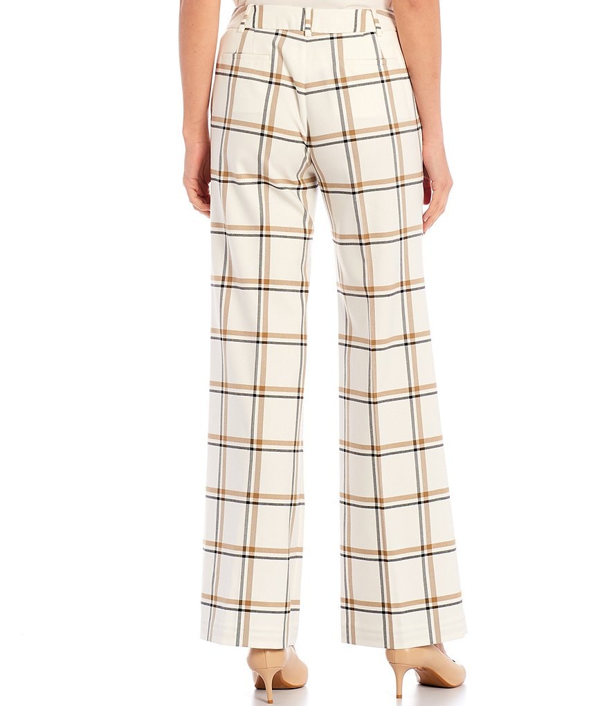 Calvin Klein Windowpane Pleated Wide Leg Pants