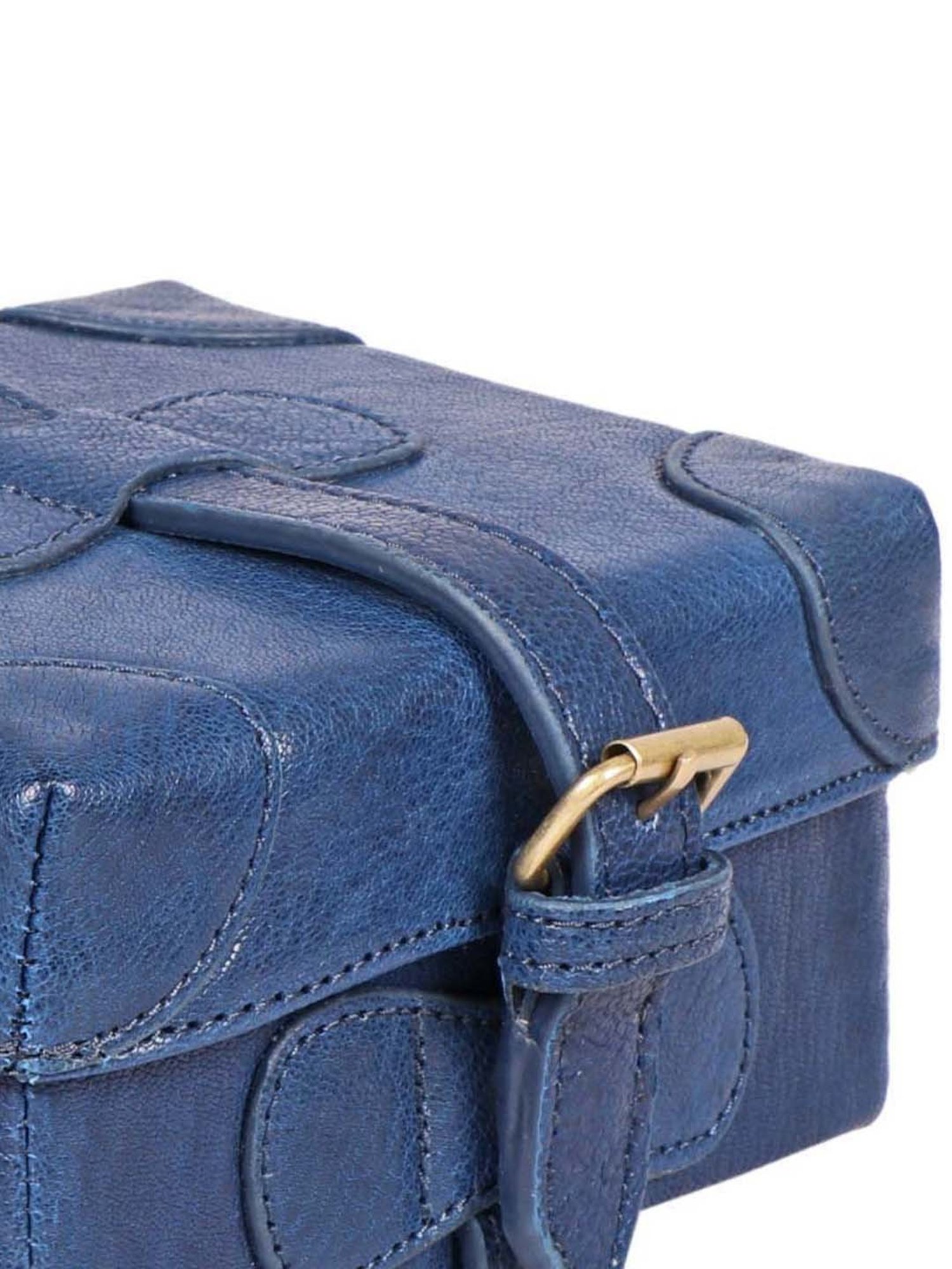 Hidesign Blue Textured Medium Sling Handbag